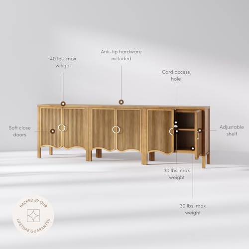 Scott Transitional Fluted Accent Cabinet or Storage Cabinet for Living Room or Entryway with Solid Wood Panel