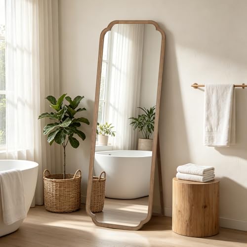 Farmhouse Full Length Mirror with Stand 22x65 Inch