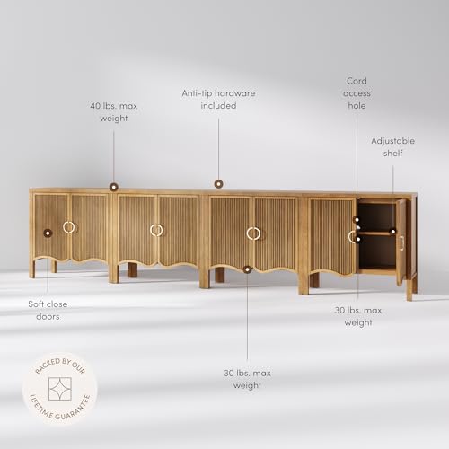 Scott Transitional Fluted Accent Cabinet or Storage Cabinet for Living Room or Entryway with Solid Wood Panel