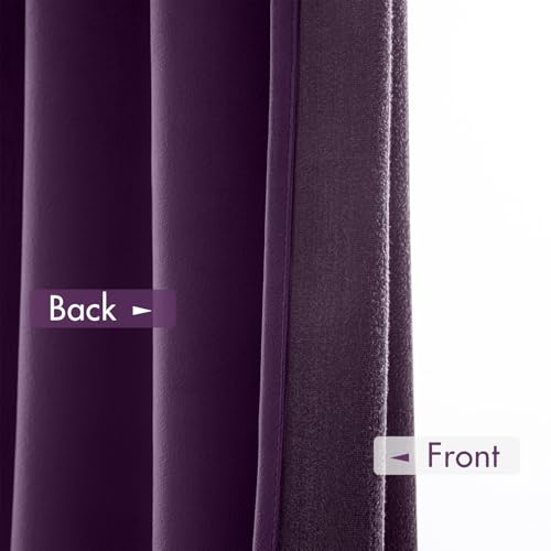Purple Blackout Velvet Curtains Drapes 96 Inch Long 52"x96" Bedroom (2 Count)