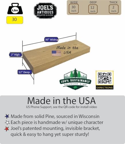 30 inch Wooden Floating Shelves for Wall