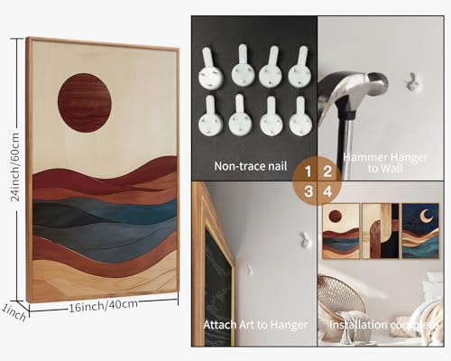 Boho Mid Century Modern Framed Canvas Wall Art (3 Count)