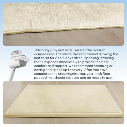 Baby Play Mat for Floor Nursery Rug Muscle Mat Area Rug Playroom Rug 71"x79" Playpen Mat Elastic Foam 1.3" Thick Crawling Mat for Babies