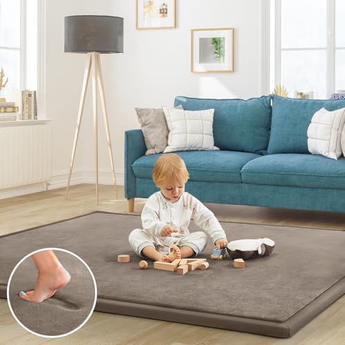 Baby Play Mat for Floor Nursery Rug Muscle Mat Area Rug Playroom Rug 47"x47" Playpen Mat Elastic Foam 1.3" Thick Crawling Mat for Babies