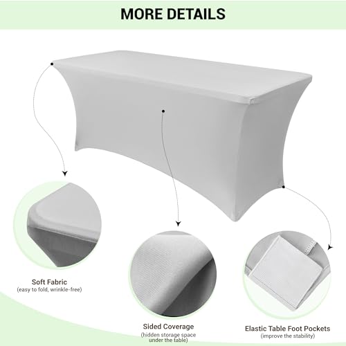 6ft Stretch Spandex Table Cover for Folding Tables (2 Count)
