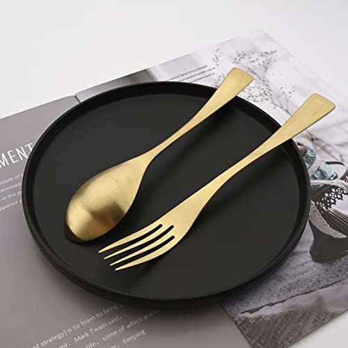 Luxury 18 10 Stainless Steel Matte Champagne gold Cutlery Flatware Set
