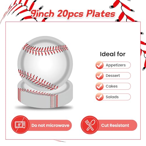 40 Pcs Baseball Party Dessert Plates and Napkins Sets (40 Count)