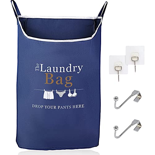 Fine Living Co. Large Hanging Laundry Hamper with Over Door Hooks & Adhesive