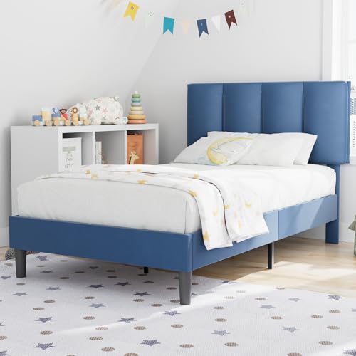 Twin Size Bed Frame with Upholstered Headboard