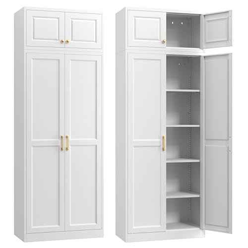 86"Metal Pantry Storage Cabinet with Doors & 4 Adjustable Shelves