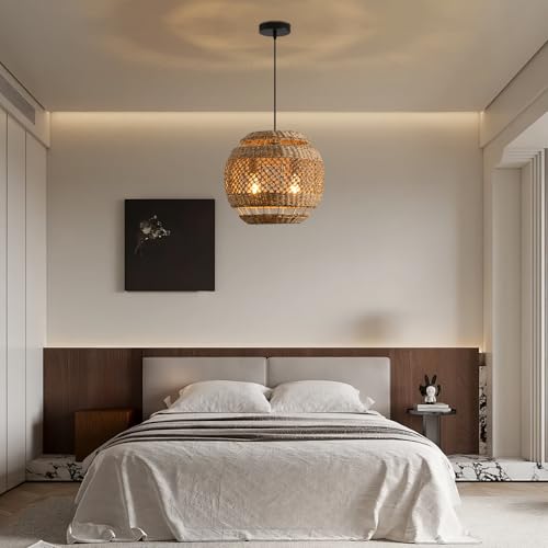 13.8" Woven Rattan Pendant Light (2 Count)