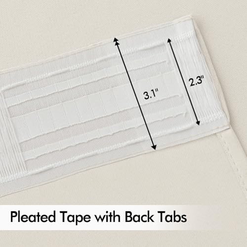 Ivory Back Tab Blackout Curtains 52x63 Inches Long 2 Panels Set (2 Count)