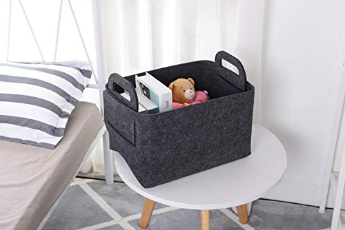 Storage Basket Felt Storage Bin Collapsible& Convenient Box Organizer with Carry Handles for Office Bedroom Closet Babies Nursery Toys Laundry