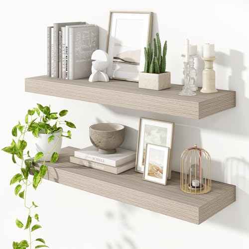 Floating Shelves 35.7" W x 10.3" D Grey Set of 2 (2 Count)