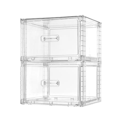 2 Pack Clear Stackable Storage Drawers 15QT (2 Count)