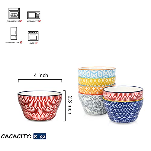 Ceramic 8oz Bouillon Cups 4 Inch Small Bowls (6 Count)