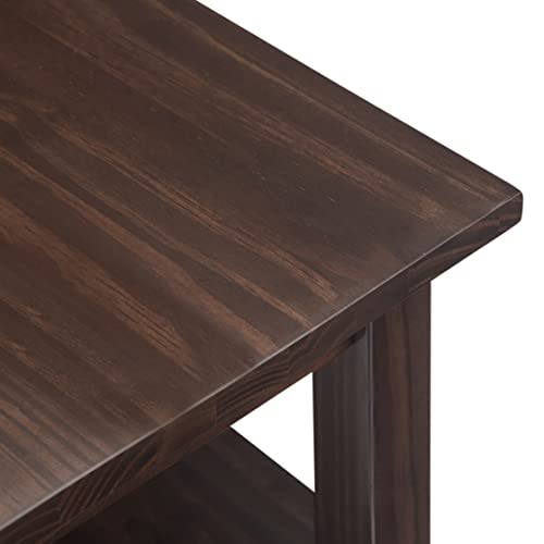Warm Shaker 14" Wide Solid Wood End Table in Brunette Brown