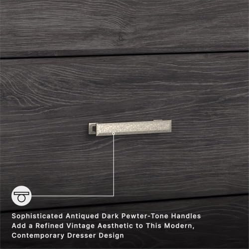 Belachime 6 Drawer Black Wood Bedroom Dresser