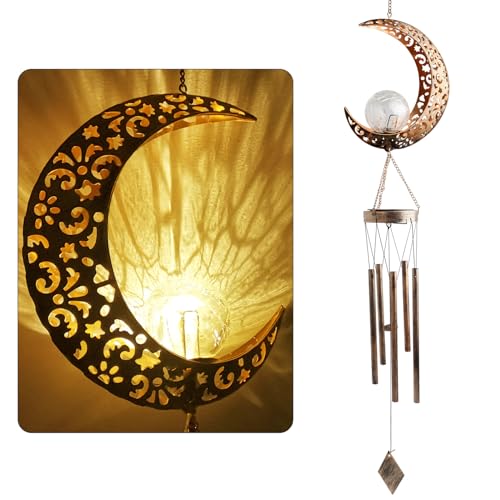 Moon Wind Chimes Solar Outdoor