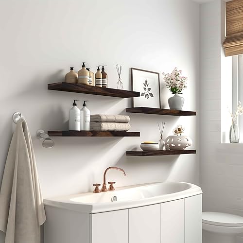 Wood Floating Shelves for Wall Decor (4 Count)