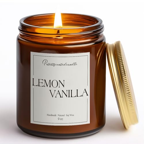 Lemon Vanilla Scented Candle for Home (14 Ounce)