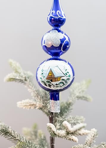 Finial Glass Tree Topper Mouth Blown Christmas Finial Tree Topper Christmas Tree Finials Hand Decorated Made in Poland