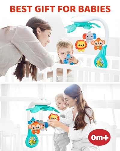 Baby Crib Mobile with Relaxing Music. Includes Ceiling Light Projector with Stars
