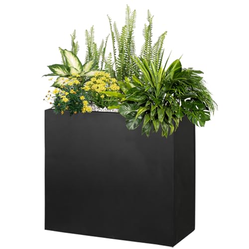 Metal Rectangular Planter Box 24" L x 12" W x 24"H Black Tall Metal Planter