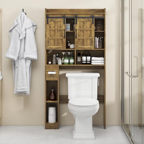 Over The Toilet Storage Cabinet with Sliding Doors