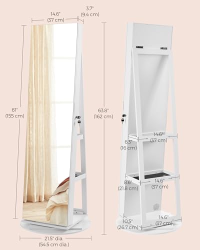 6 LEDs Mirror Jewelry Cabinet Organizer