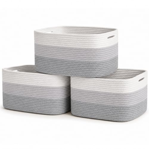 Cotton Rope Baskets for Shelves (3 Count)