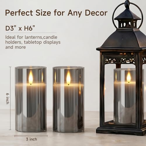 Grey Glass Flameless Candles