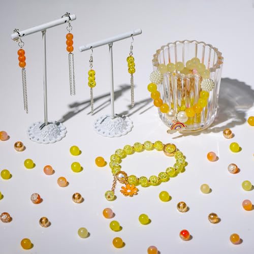 About 1200PCS 6mm Glass Beads Warm Yellow Bracelet Making Kit (1200 Count)