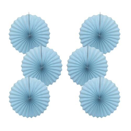 Light Blue Party Decorations Baby Blue Hanging Paper Fans DIY Set 16in