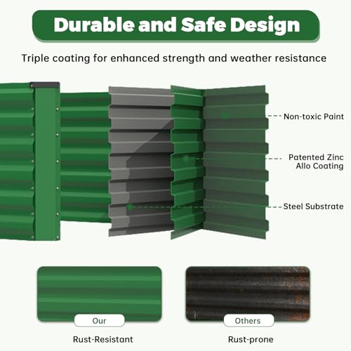 8x4x2ft Outdoor Metal Raised Garden Bed (4 Count)
