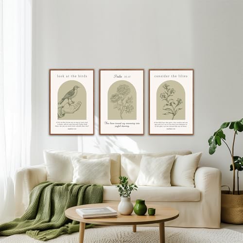 KAlRNE Scripture Prints Sage Green Bible Large Wall Art Set (3 Count)