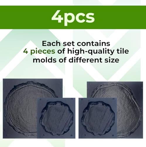 4 pcs Log Slab Old Wood Paver Paving Precast Concrete Mold Plaster ABS 2mm