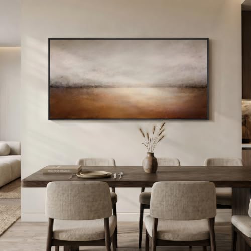 Large Framed Brown Abstract Landscape Wall Art for Living Room