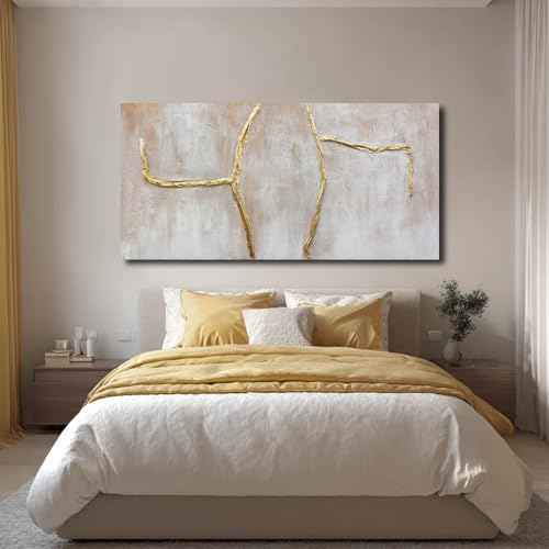 Large Wall Art Canvas Pictures Gold Artwork Pink Wall Decor For Living Room Abstract Poster Arts for Office 29"x58"