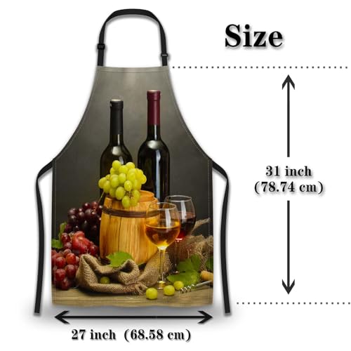 Garden Apron for Men Bottles and Glasses Pinafore Aprons for Women for Kitchen Cooking Restaurant BBQ Painting Crafting Gardening 27”