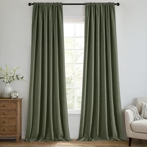 100% Blackout Back Tab Pleat Linen Curtains 50" Wx84 L (2 Count)