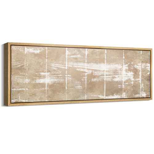 Large Framed Canvas Print Wall Art Beige White Abstract Antique Retro Fine Art Illustrations Decorative Colorful for Bedroom