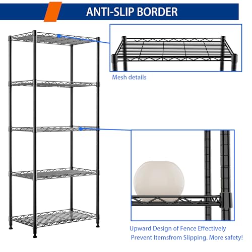 5 Wire Shelving Metal Storage Rack Adjustable Shelves