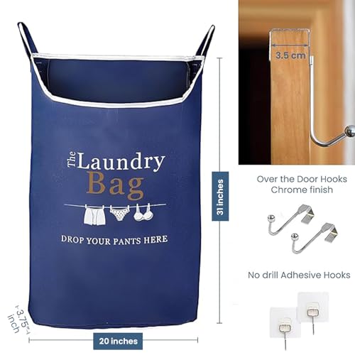 Fine Living Co. Large Hanging Laundry Hamper with Over Door Hooks & Adhesive