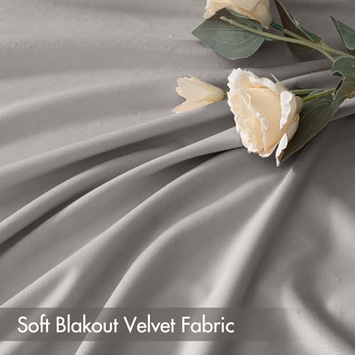 Silver Grey Blackout Velvet Curtains Drapes 96 Inch Long 52"x96" (2 Count)
