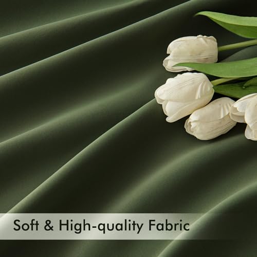 Olive Green Back Tab Blackout Curtains 52x108 Inch Long 2 Panels Set (2 Count)