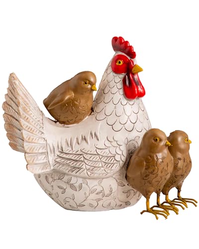 Sitting Mother Hen and Baby Chick Statue