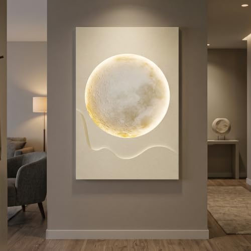 Large White 3D LED Moon Wall Art