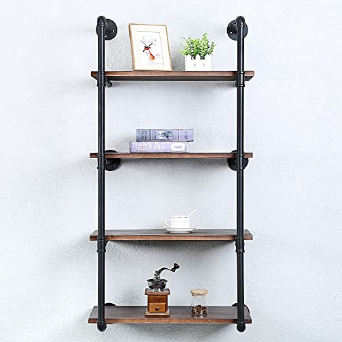 Industrial Pipe Shelves With Wood Planks
