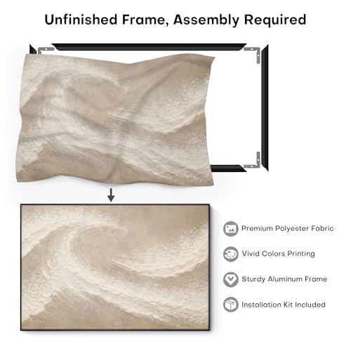 46"x72" Extra Large Framed Wall Art Soft Sand Wave Abstract Neutral Illustration for Home Living Room Bedroom Decor